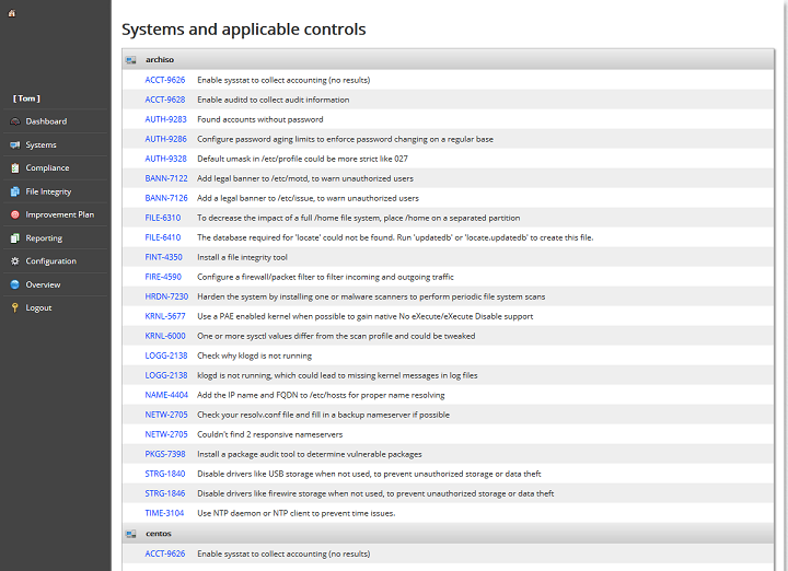 Lynis Enterprise screenshot of reports